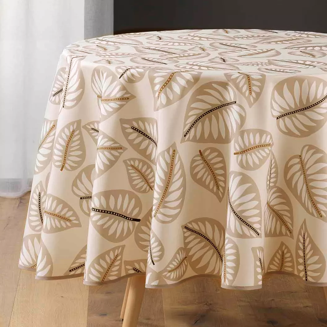 Fleckenabweisende runde Tischdecke (180 cm) Alma Beige