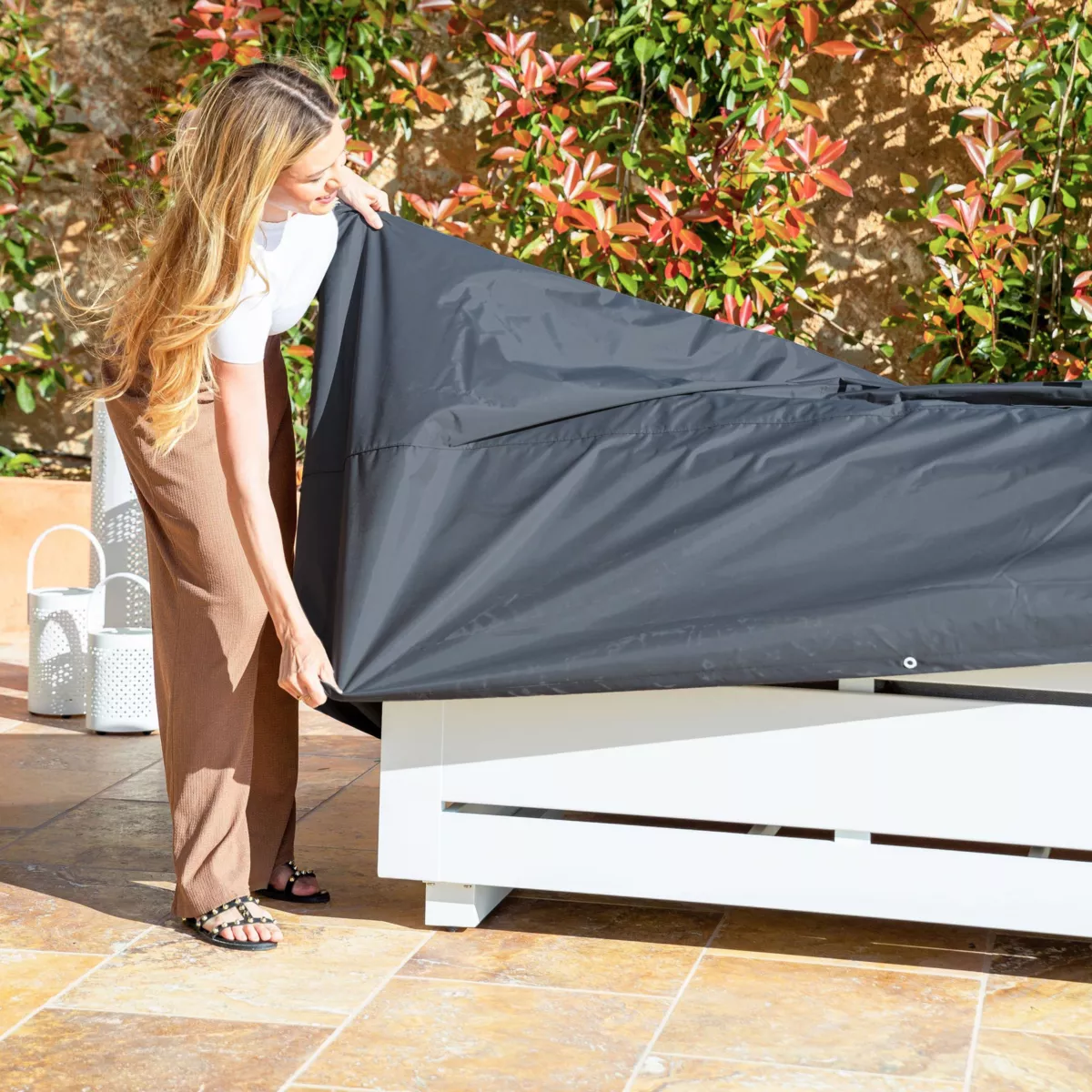 Funda de protección Impermeable XL para Salón de jardín 400 x 300 cm - Gris
