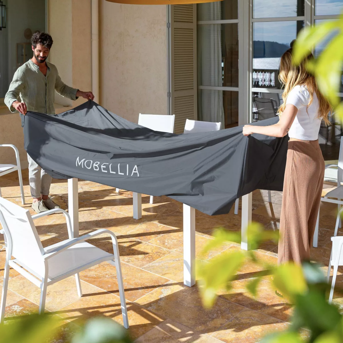 Funda de protección Impermeable para Mesa rectangular 225 x 125 cm - Gris