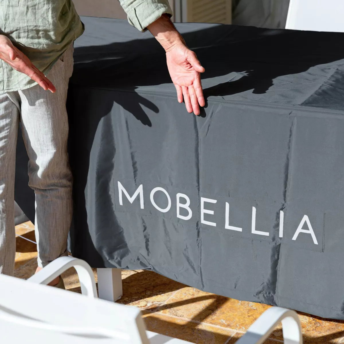 Funda de protección Impermeable para Mesa rectangular 225 x 125 cm - Gris