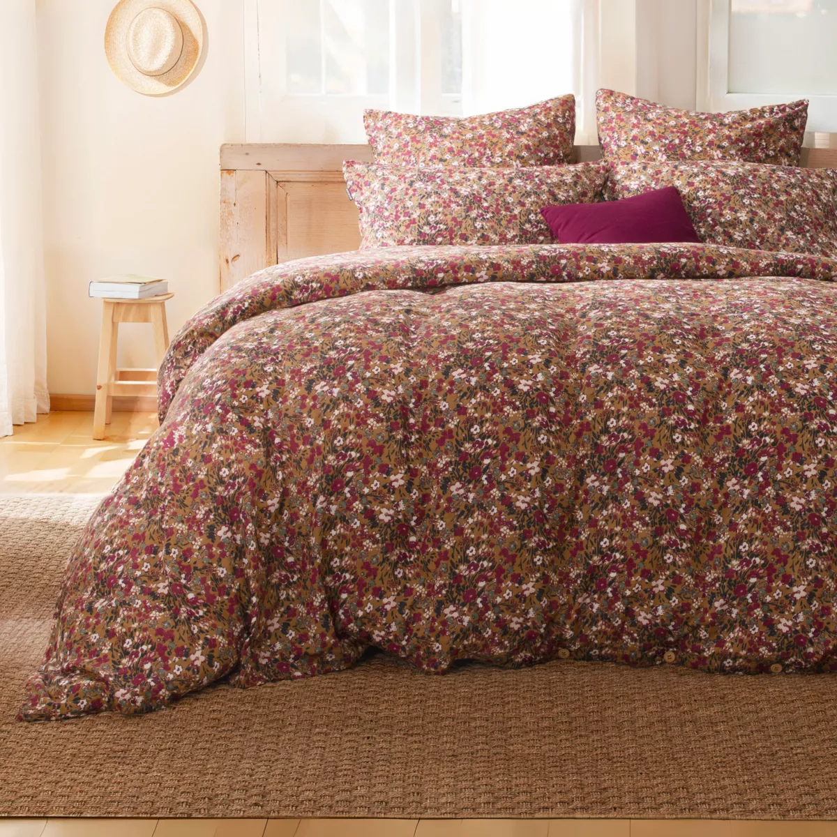 Housse de couette gaze de coton (200 cm) Constance Camel