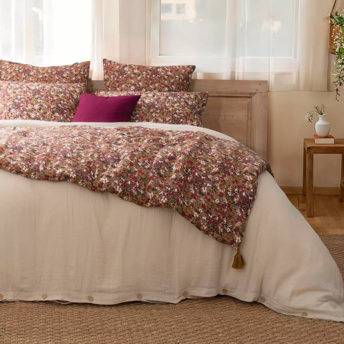 Edredón pie de cama en gasa de algodón (90 x 200 cm) Constance Camel