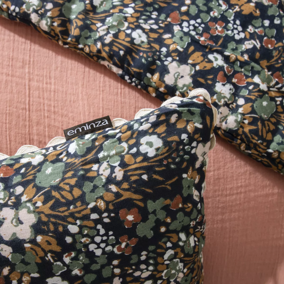 Coussin carré gaze de coton (40 cm) Constance Bleu nuit