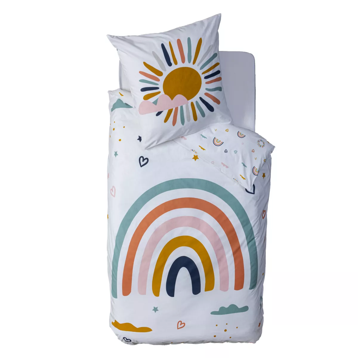 Funda nórdica y una funda para niño en algodón (140 x 200 cm) Arc-en-ciel Multicolor