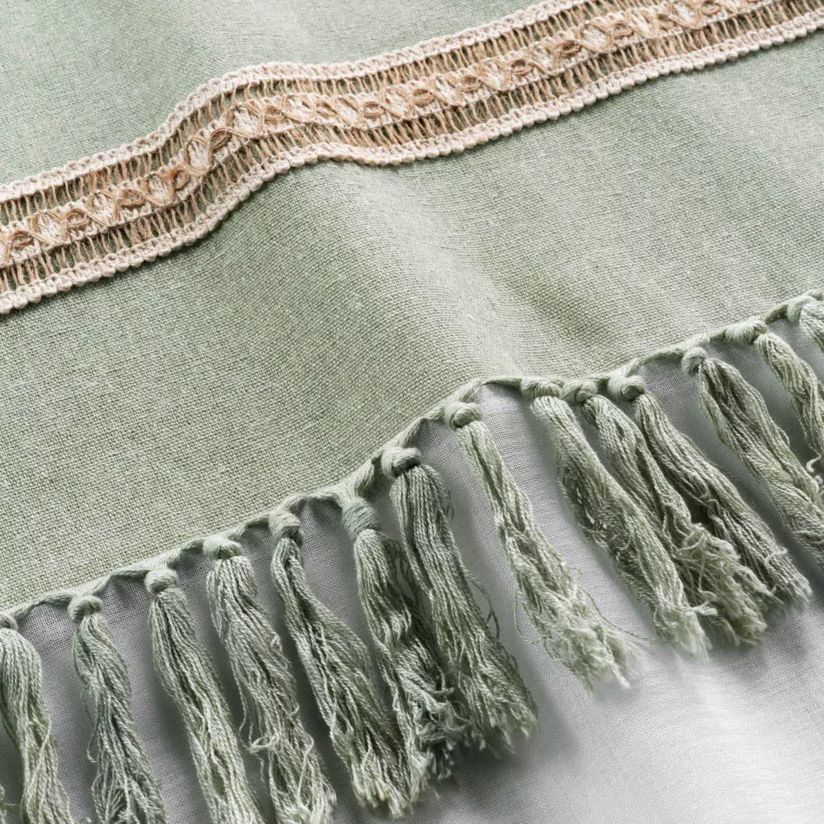 PANNEAU A OEILLETS 140 x 240 CM VOILE SABLE+TOP POLYCOTON+JUTE JANARA SAUGE