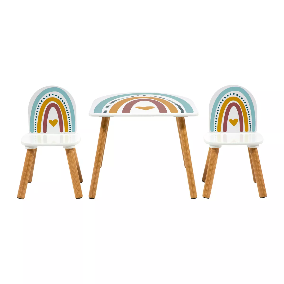 Tavolino e 2 sedie bambini legno Arcobaleno Multicolore