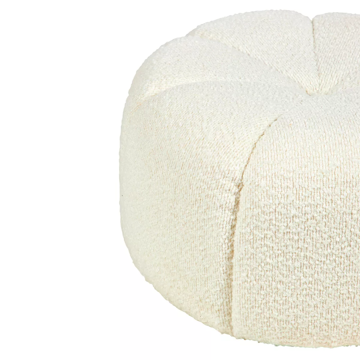 Pouf rotondo con ricciature (D40 x H22 cm) Bianco nordico
