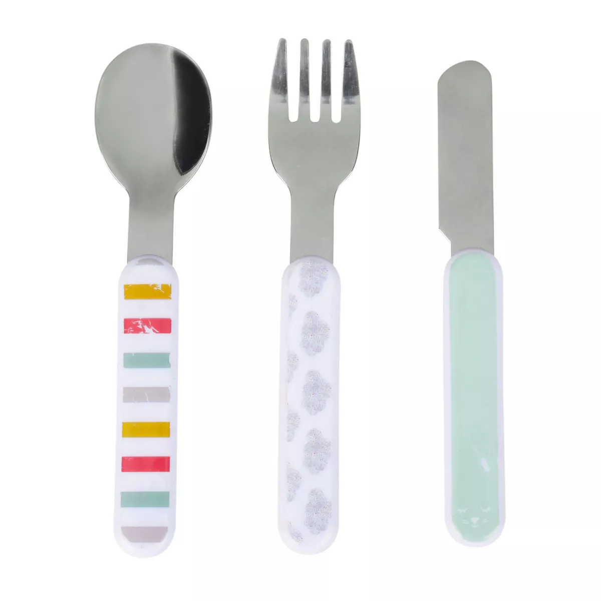 SET DE COUVERTS PLASTIQUE INOX Dim : 11.5x1xH17cm