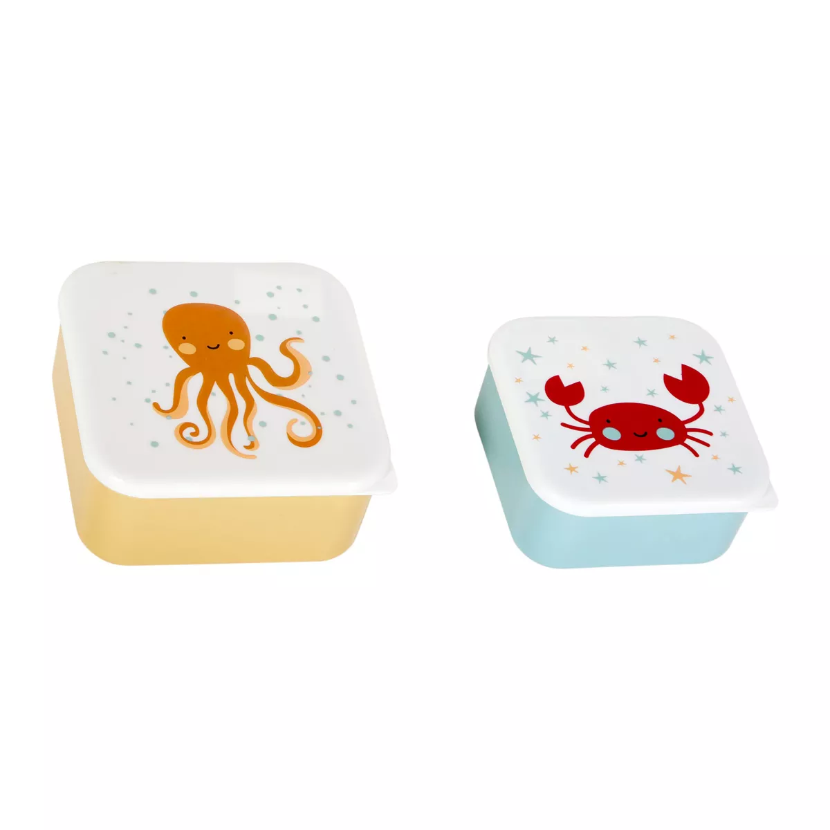 BOITES GOUTER MER PLAST.X2 ASS Dim : 13.5x13.5x6.5cm MOD B