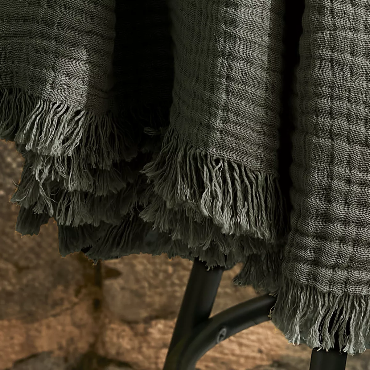 Manta en gasa de algodón (220 cm) Gaïa Verde romero 2