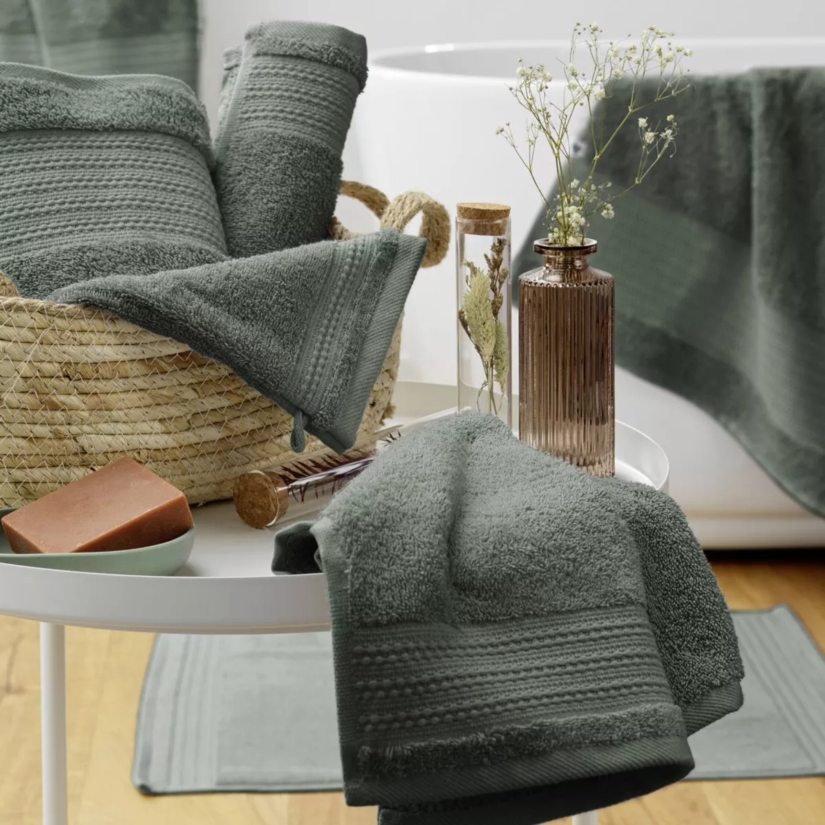 Asciugamano cotone bio (70 x 130 cm) Garance Verde rosmarino 4