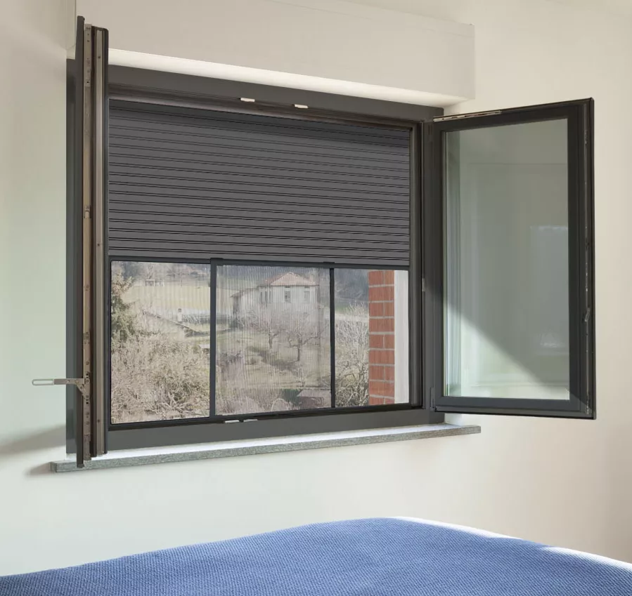 Einrollbares Fliegengitter mit ausziehbarem Rahmen (50/90 x 40 cm) Moustyk Grau