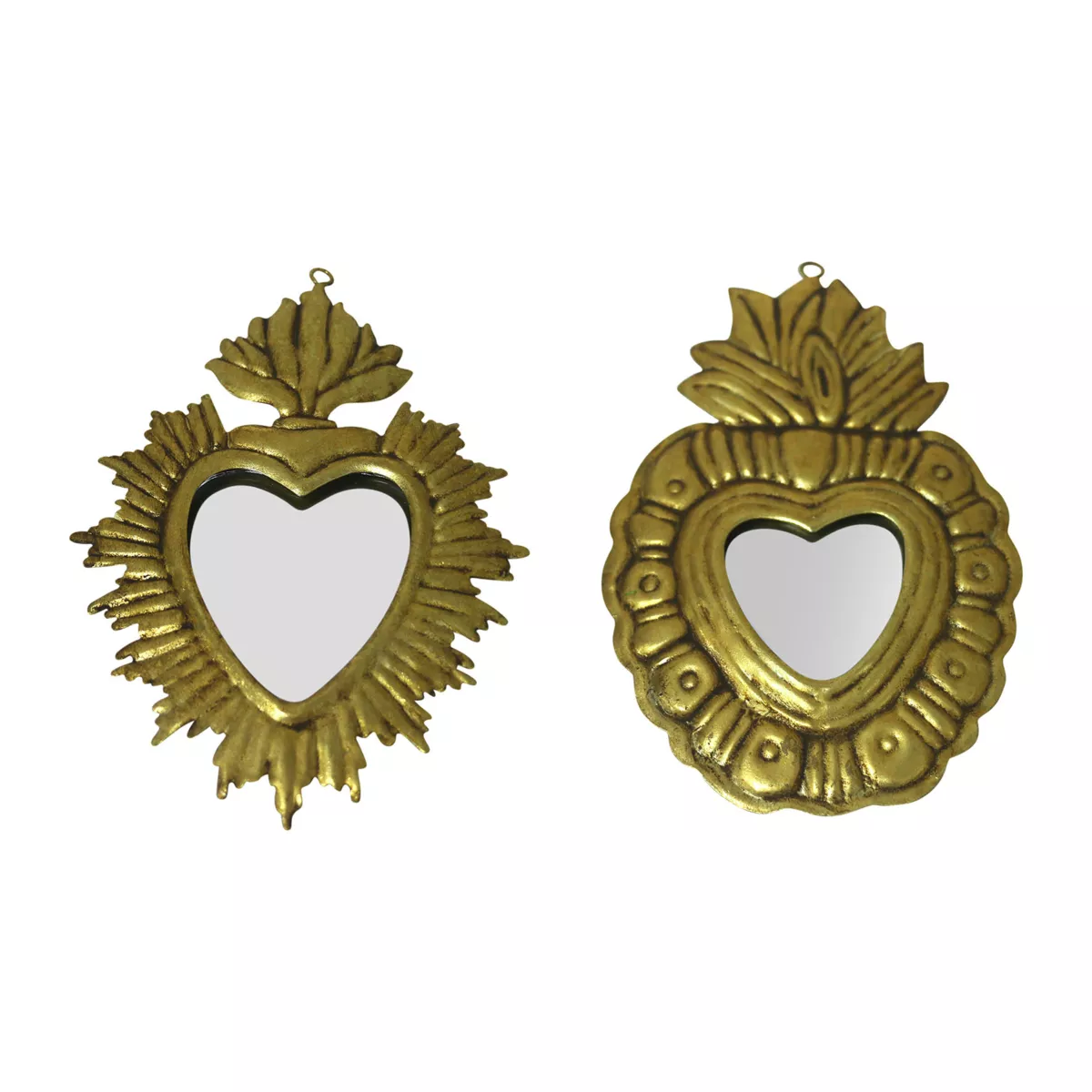 Espejo decorativo aantiguo (H18 cm) Cœur metálico Oro