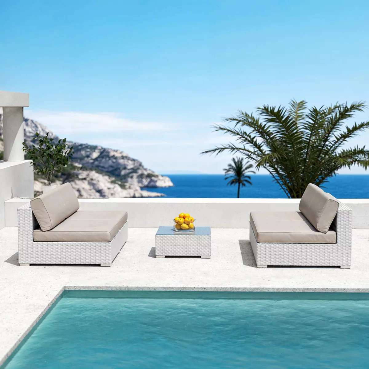 Table basse de jardin carrée Palma - Blanc