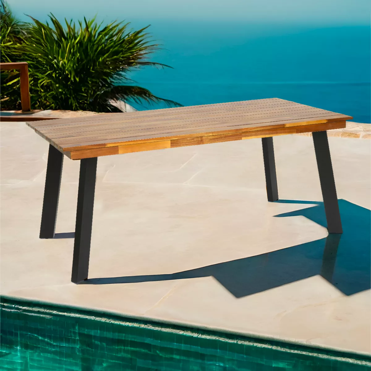 Tuintafel acacia hout 8 zitplaatsen (180 x 90 cm) Pozman - Naturel