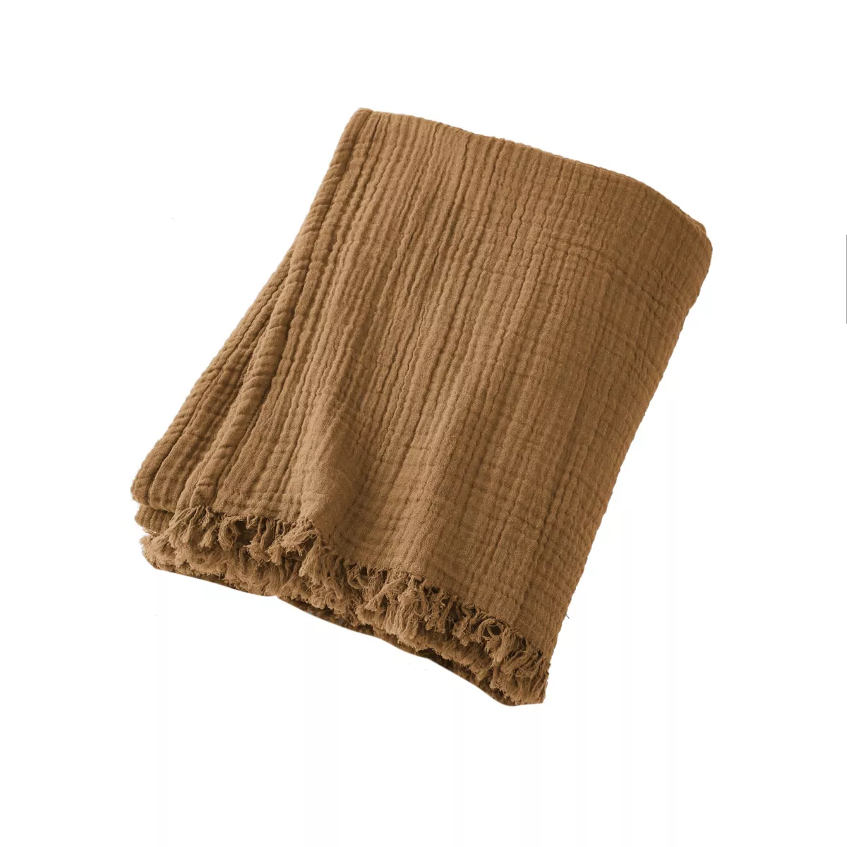 Plaid gaze de coton (160 cm) Gaïa Camel 3