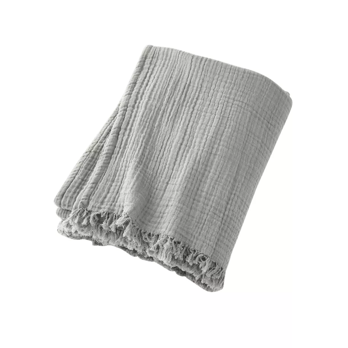 Plaid gaze de coton (220 cm) Gaïa Gris nuage 2