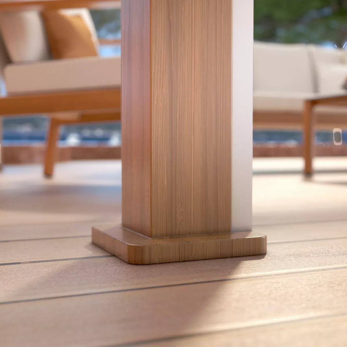 Pergola bioclimatique autoportée motorisée aluminium (3 x 3 m) LED - Bois
