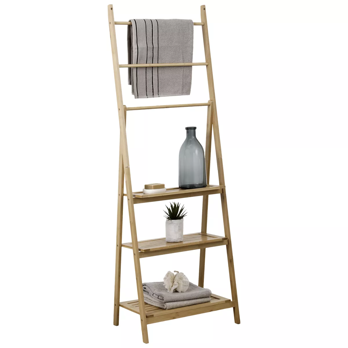 Toallero con repisa para ordenar bambú (H152 cm) Bali