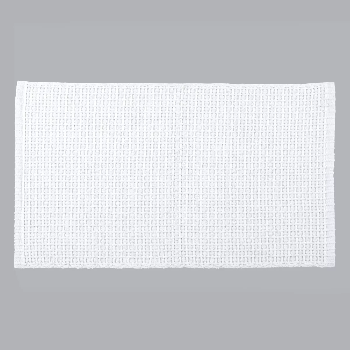 TAPIS MIMETISME POLYESTER/COTON TRESSE 50X90 CM - BLANC