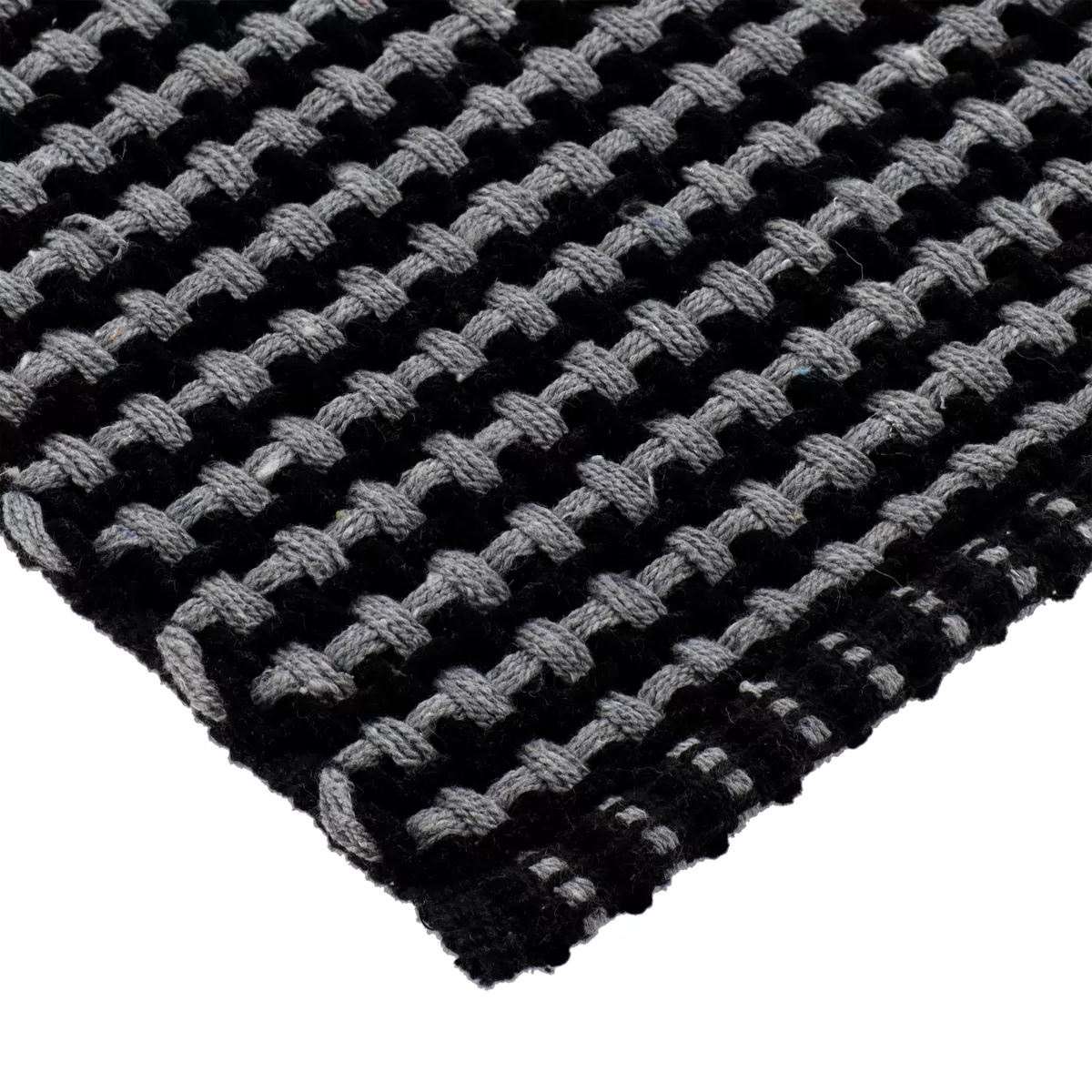 TAPIS MIMETISME POLYESTER/COTON TRESSE 50X90 CM - GRIS ANTHRACITE/NOIR