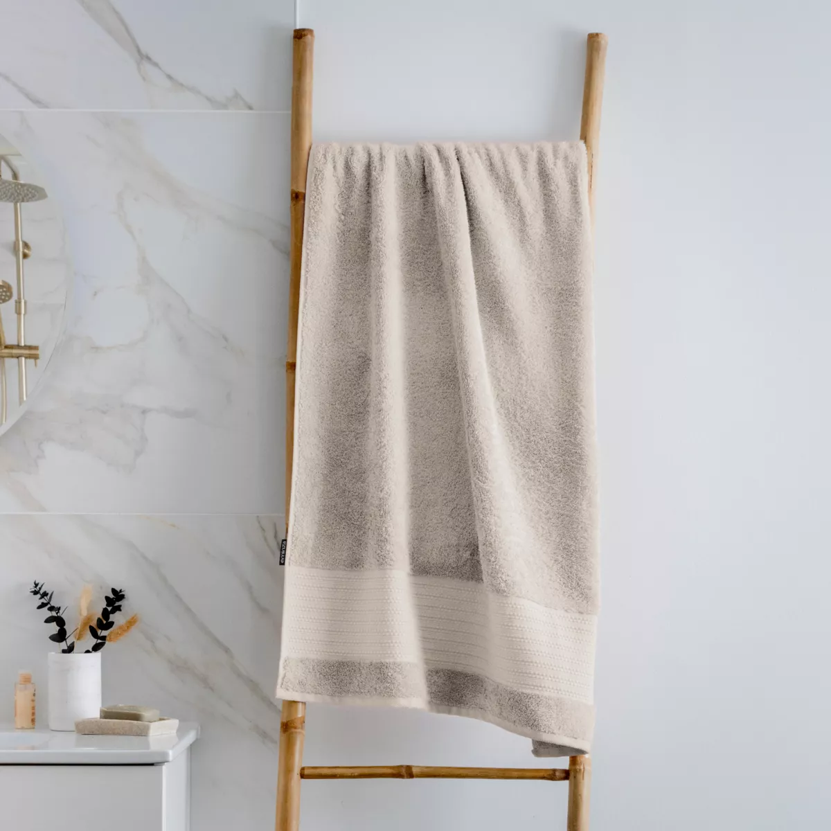 Serviette de bain coton bio (70 x 130 cm) Garance Beige pampa 1