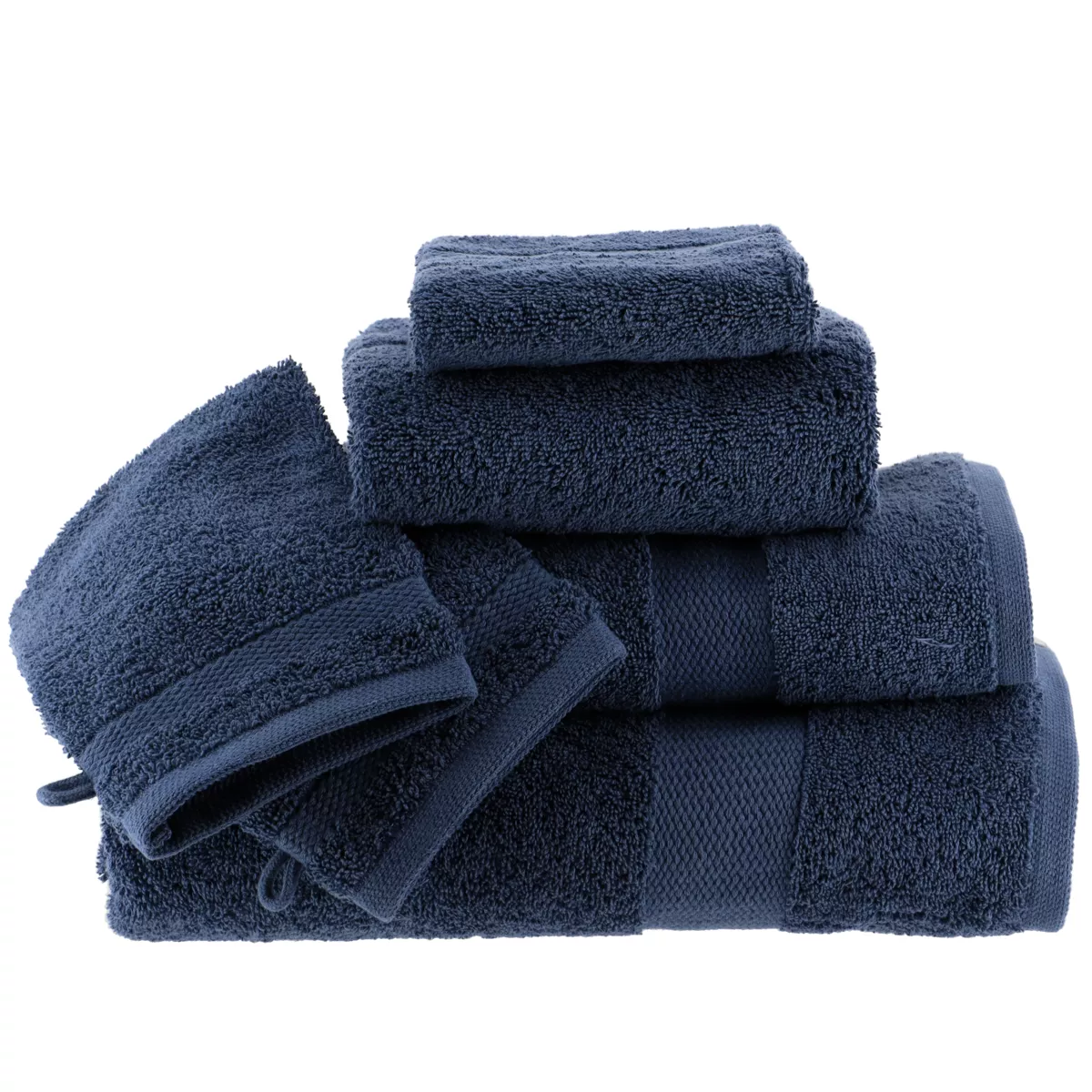 Lot de 2 gants de toilette coton (15 x 21 cm) Timeless Bleu marine