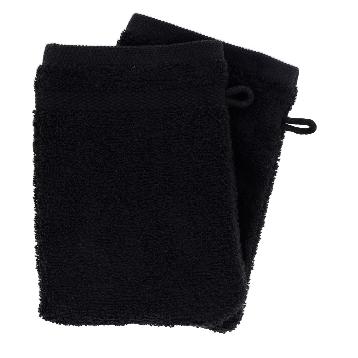 Lot de 2 gants de toilette coton (15 x 21 cm) Timeless Noir