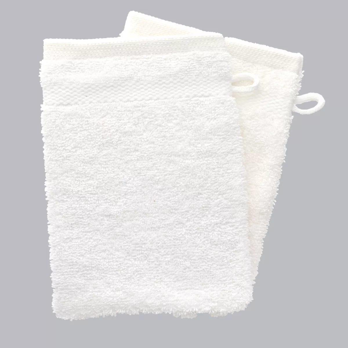 Lot de 2 gants de toilette coton (15 x 21 cm) Timeless Blanc
