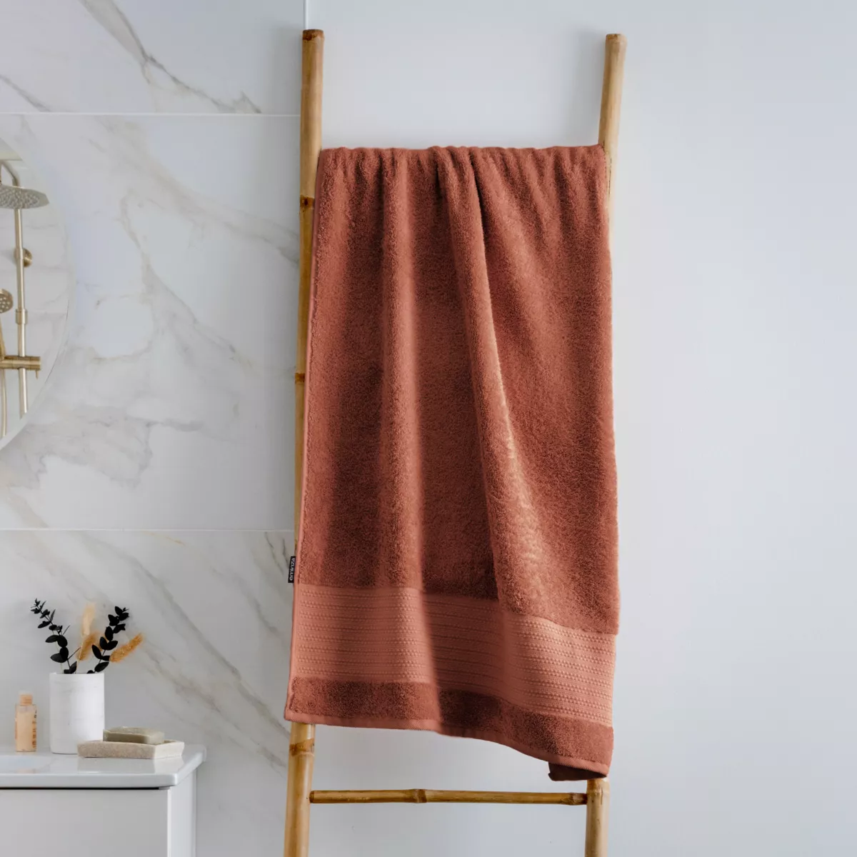 Serviette de bain coton bio (70 x 130 cm) Garance Terracotta 1