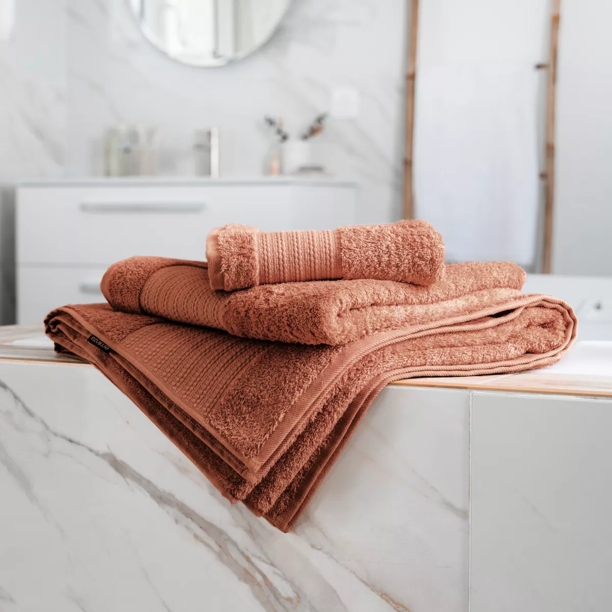 Serviette de bain coton bio (70 x 130 cm) Garance Terracotta 3