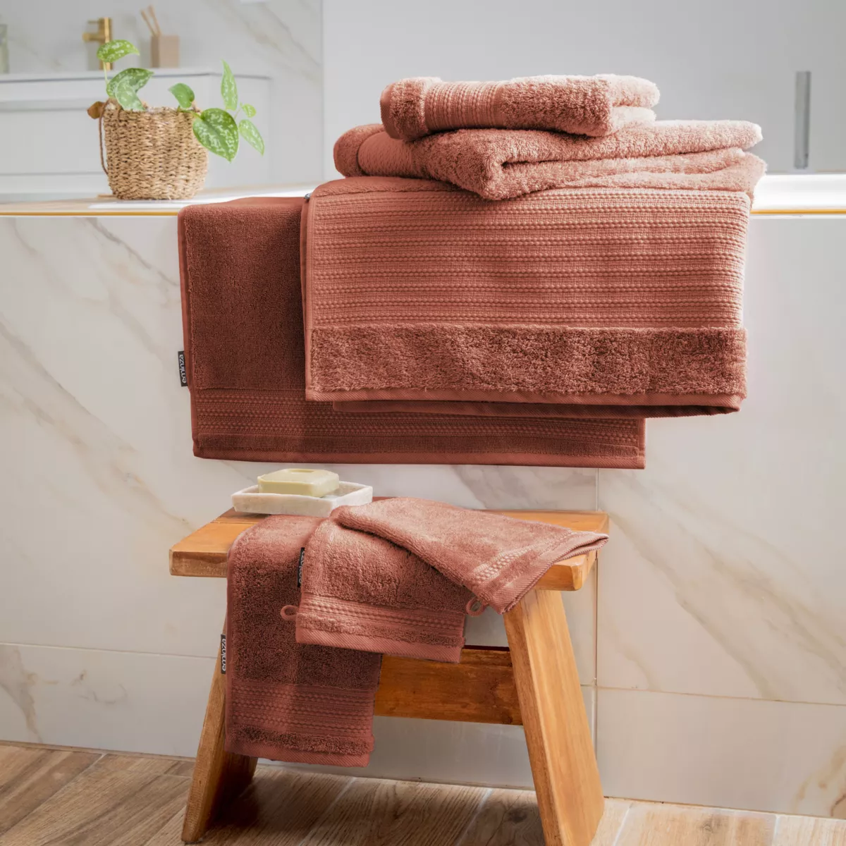 Tappeto bagno cotone bio (70 cm) Méline Terracotta