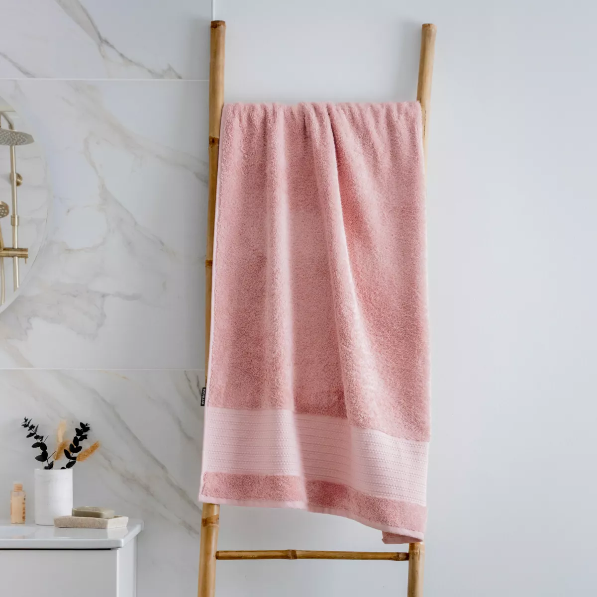 Asciugamano bagno cotone bio (70 x 130 cm) Méline Rosa pesca