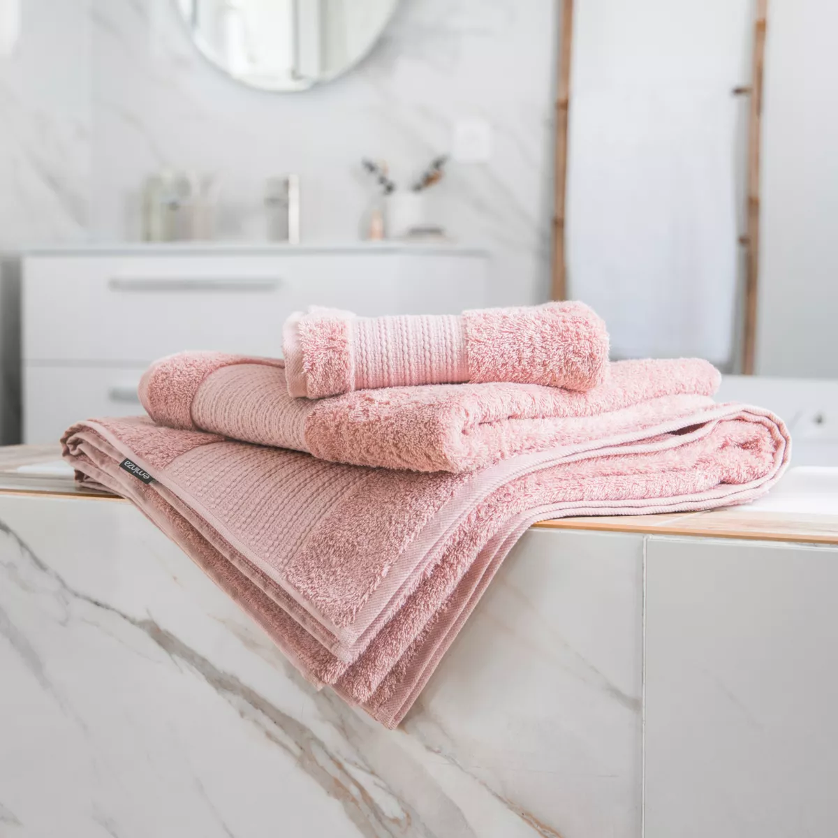 Asciugamano bagno cotone bio (70 x 130 cm) Méline Rosa pesca