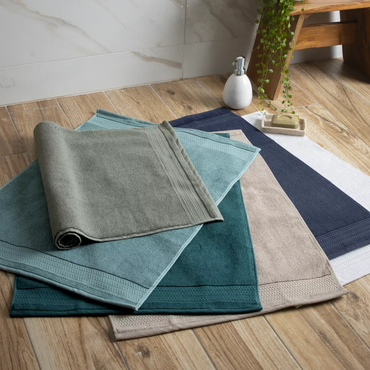 Tapis de bain coton bio (50 x 70 cm) Méline Bleu nuit