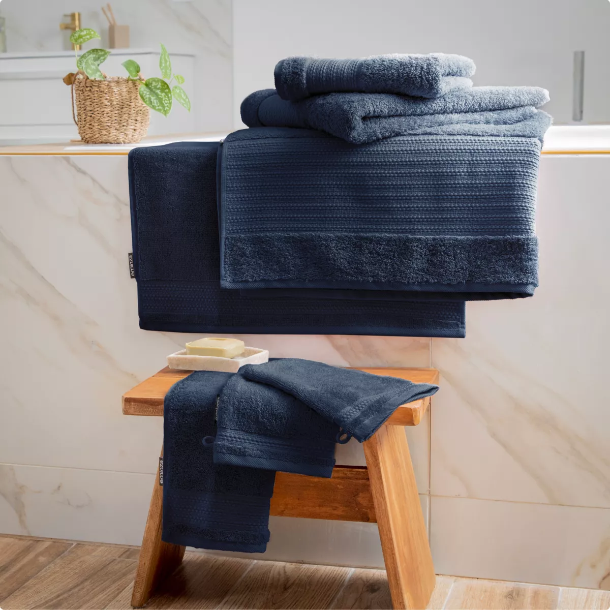 Tappeto bagno cotone bio (70 cm) Garance Blu notte