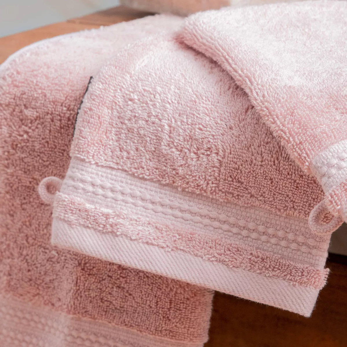 Lot de 2 gants de toilette coton bio (15 x 21 cm) Méline Rose pêche