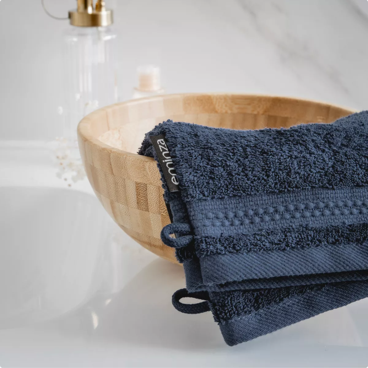 Lot de 2 gants de toilette Coton bio Garance Bleu nuit 2