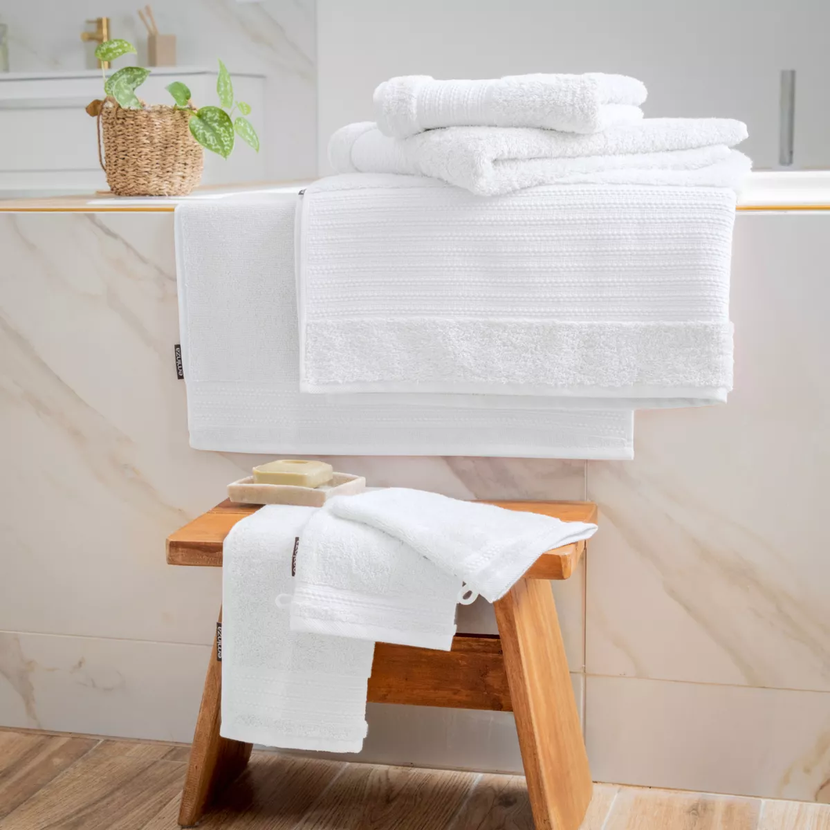 Serviette de bain coton bio (70 x 130 cm) Garance Blanc chantilly 5