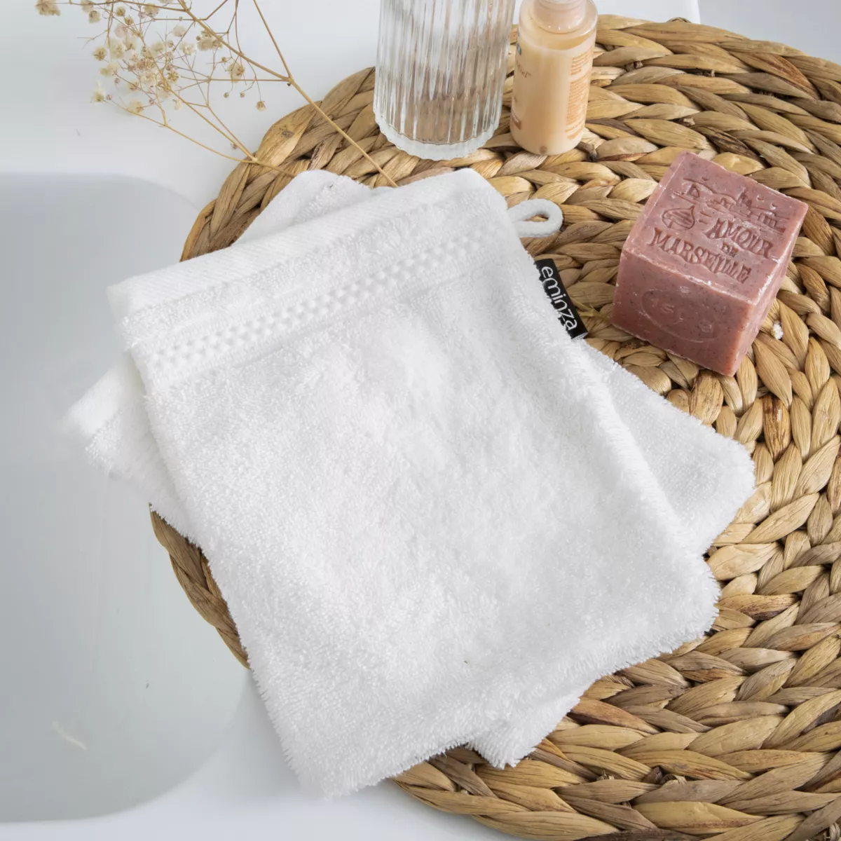 Lot de 2 gants de toilette Coton bio Garance Blanc chantilly 1