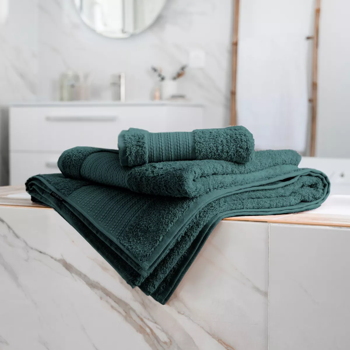 Serviette de bain coton bio (70 x 130 cm) Méline Vert émeraude