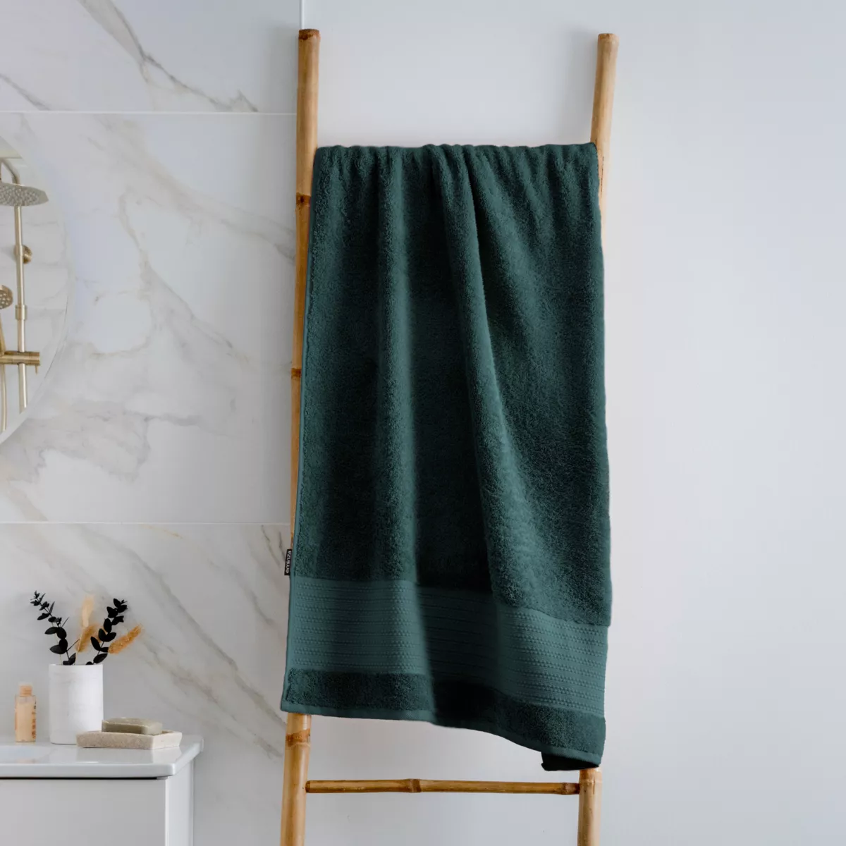 Serviette de bain coton bio (70 x 130 cm) Méline Vert émeraude
