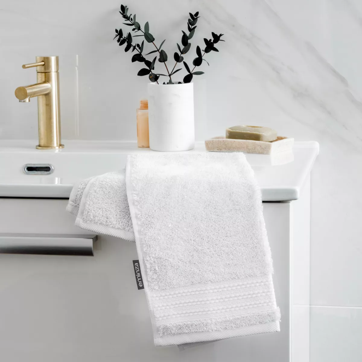 Serviette de bain coton bio (30 x 50 cm) Garance Blanc chantilly 1