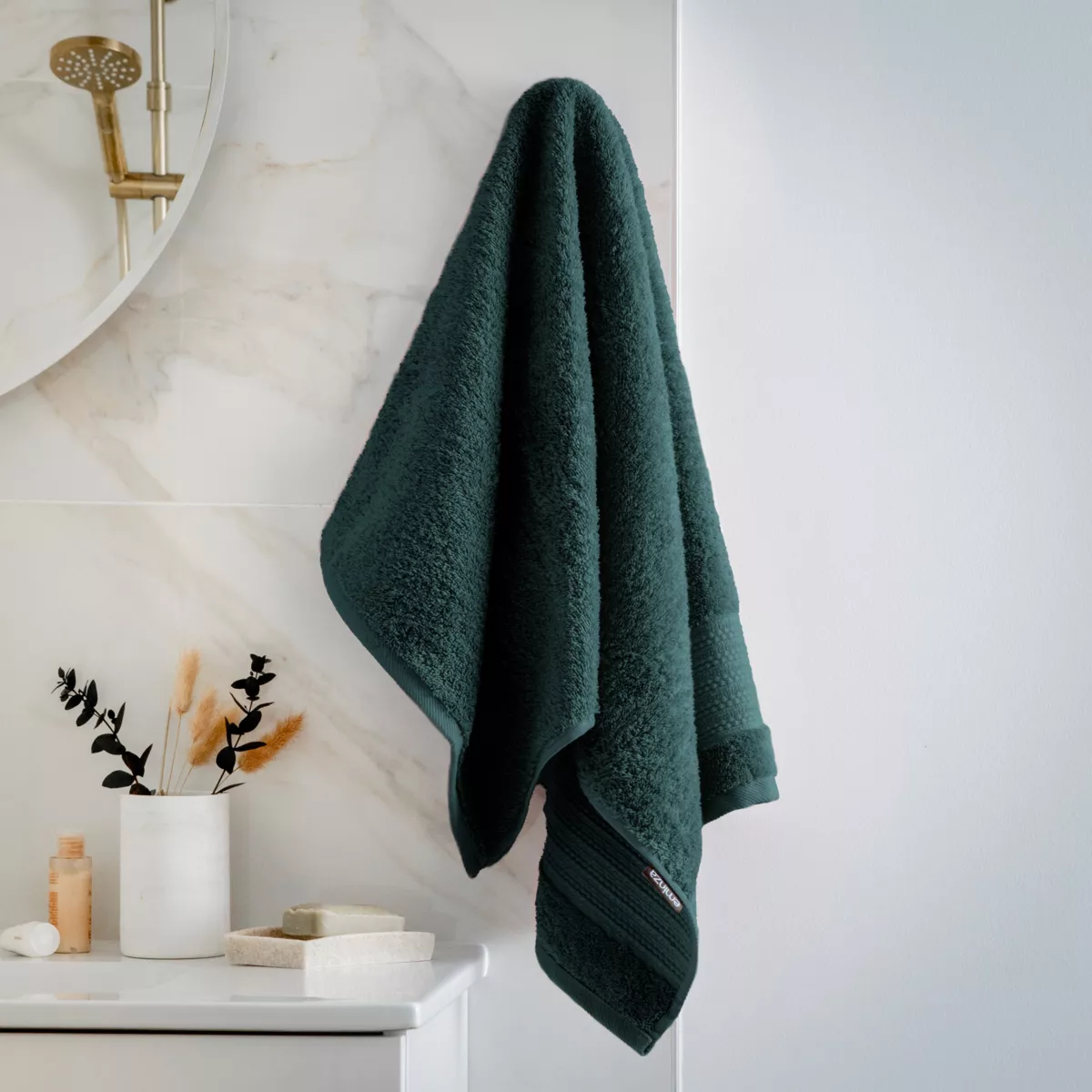 Badetuch aus Bio-Baumwolle (50 x 90 cm) Méline Smaragdgrün