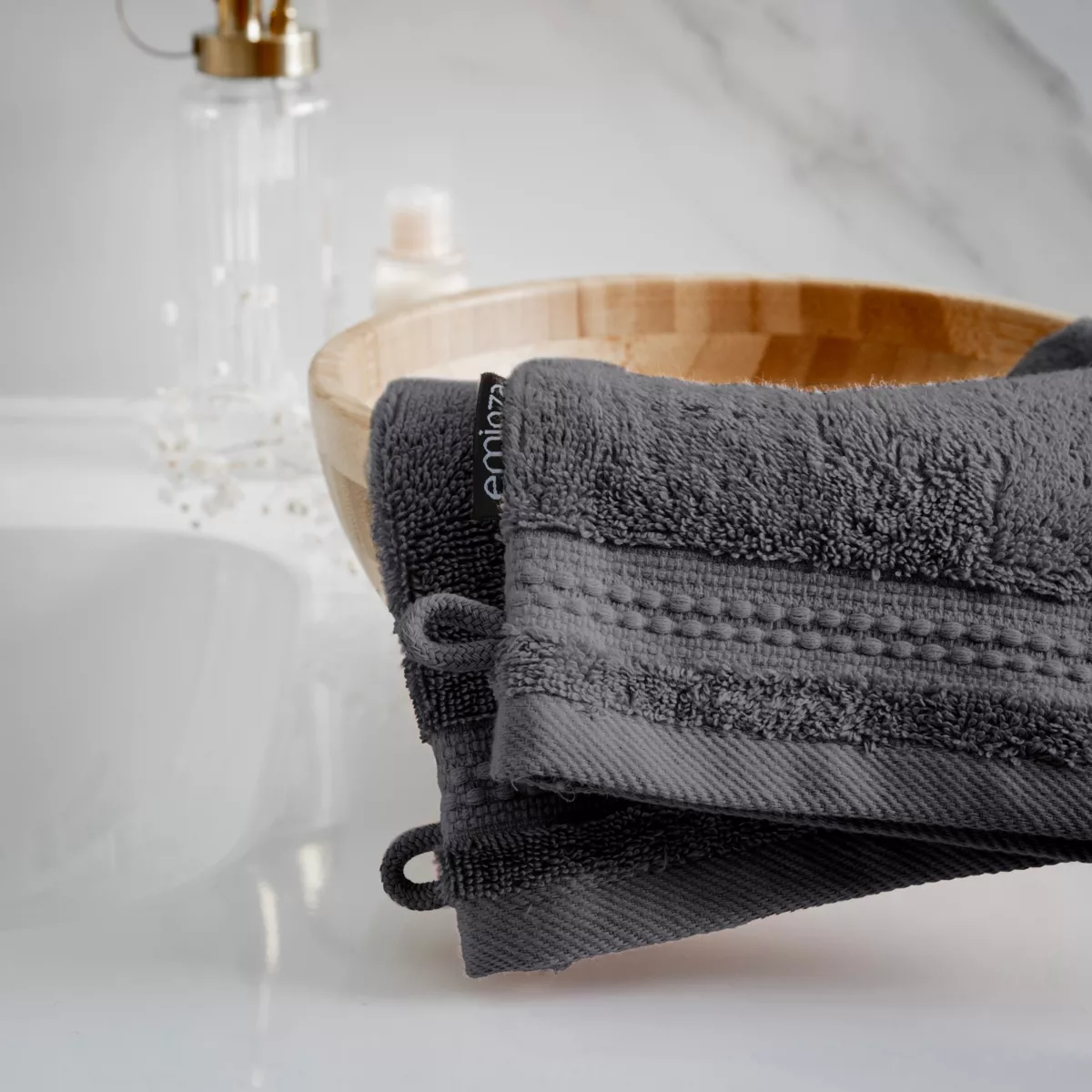 Set di 2 guanti da bagno cotone bio Garance Grigio tempesta 2