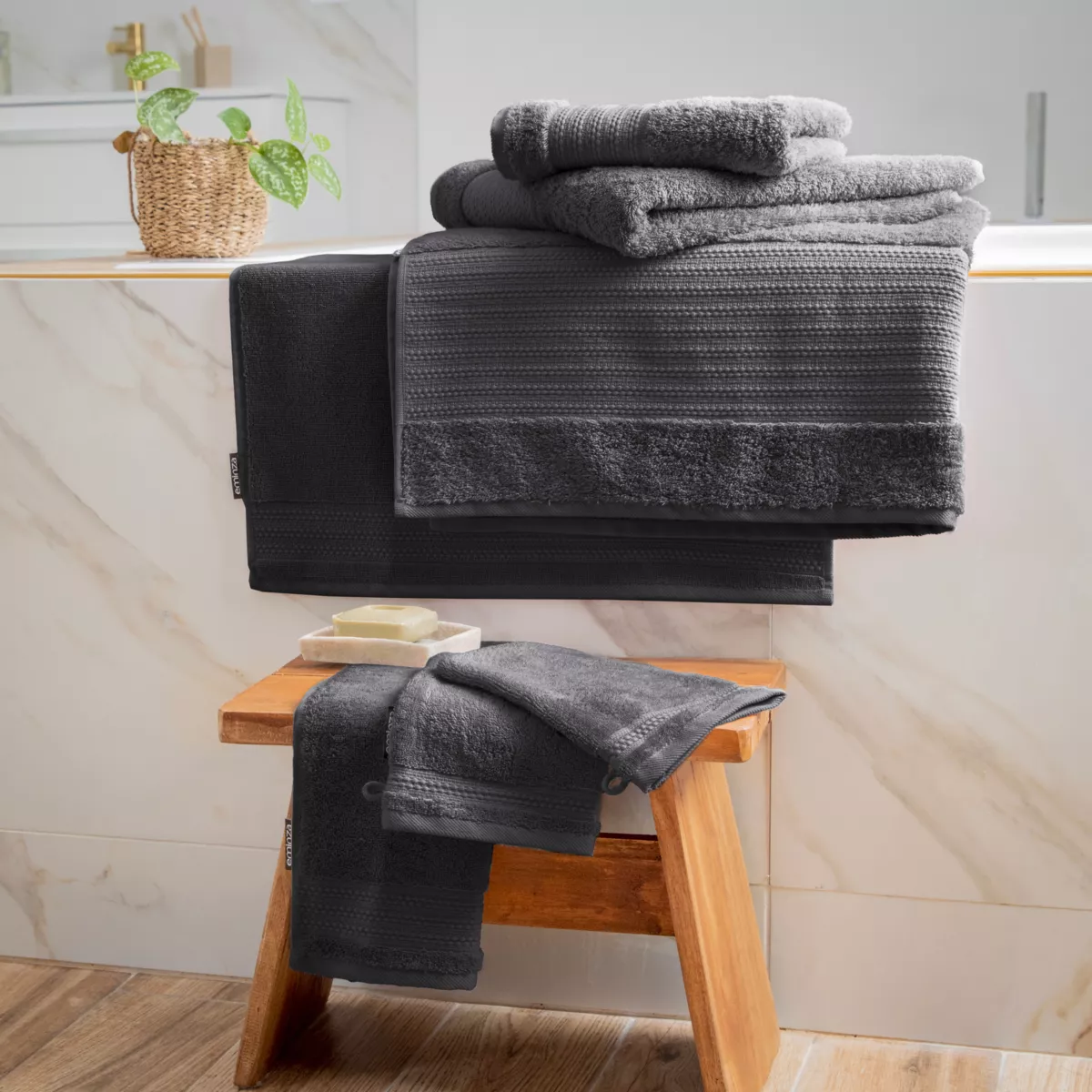Serviette de bain coton bio (30 x 50 cm) Garance Gris orage 5