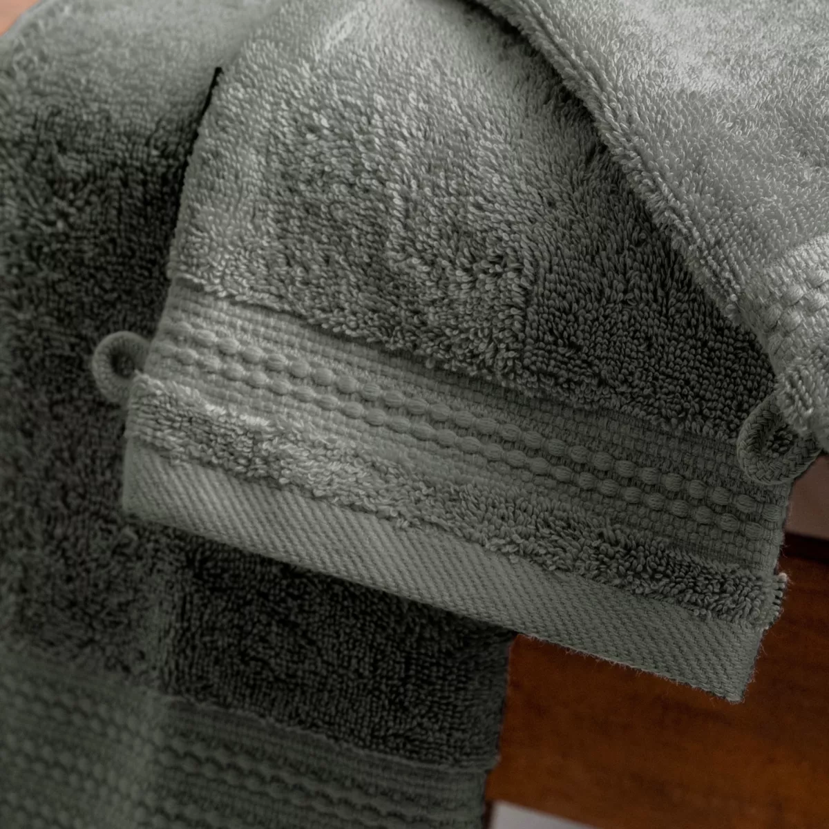 Set di 2 guanti da bagno cotone bio Garance Verde rosmarino 4