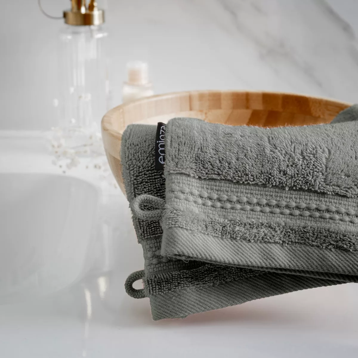 Set di 2 guanti da bagno cotone bio Garance Verde rosmarino 2