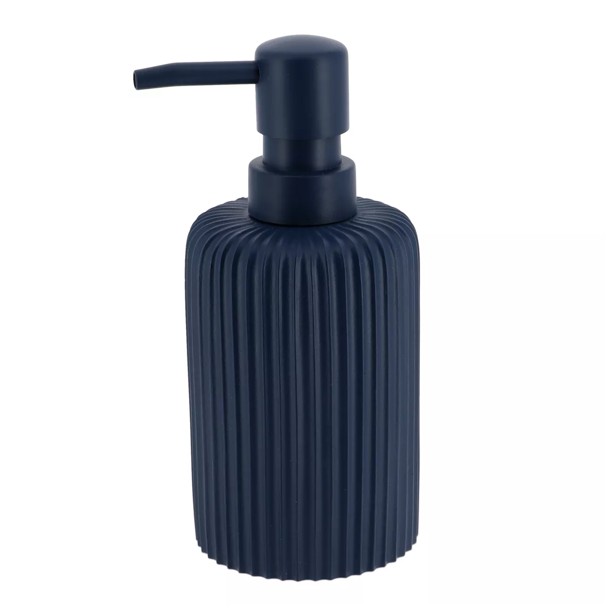 SET GOBELET DISTRIBUTEUR A SAVON ET PORTE SAVON POLYRESINE STRIEE - BLEU MARINE