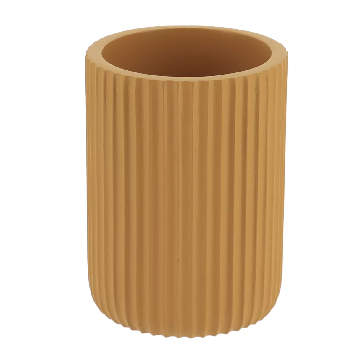 Set de accesorios de baño resina Strié Amarillo mostaza